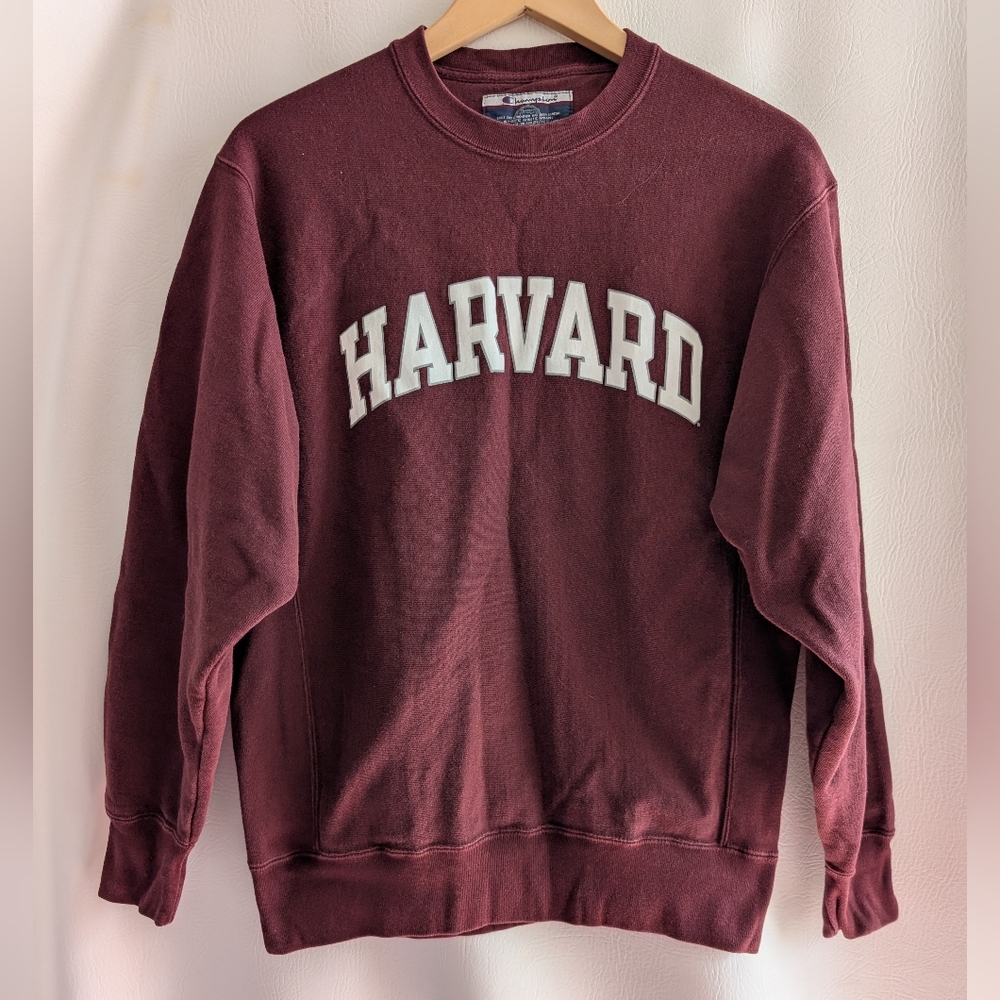 Vintage Champion Reverse Weave Harvard Crimson Red Sweatshirt - S